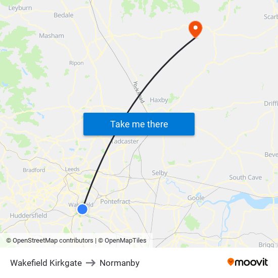 Wakefield Kirkgate to Normanby map