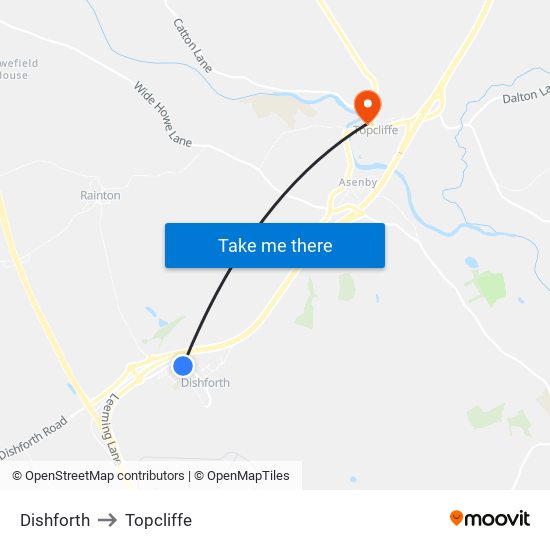 Dishforth to Topcliffe map