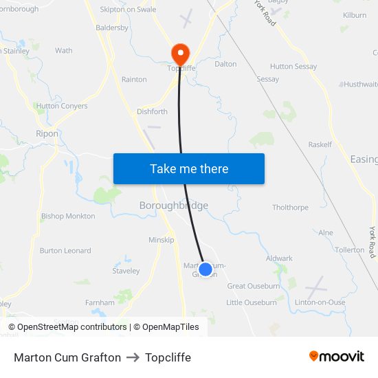 Marton Cum Grafton to Topcliffe map