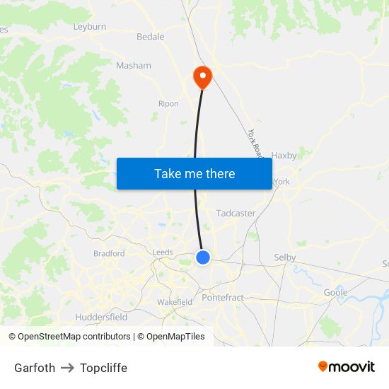 Garfoth to Topcliffe map