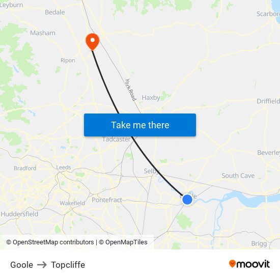 Goole to Topcliffe map