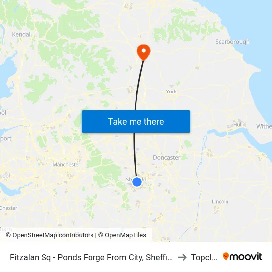 Fitzalan Sq - Ponds Forge From City, Sheffield Centre to Topcliffe map