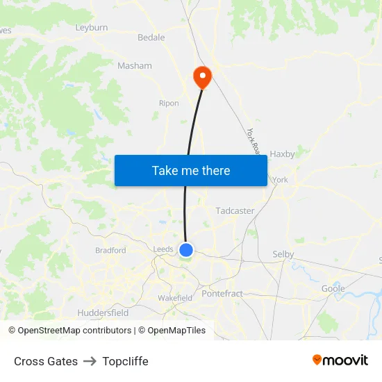 Cross Gates to Topcliffe map