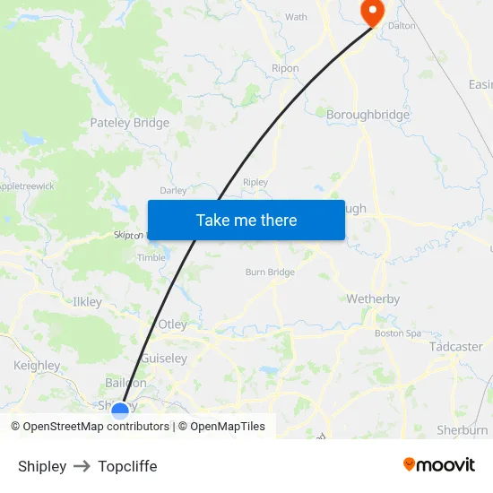 Shipley to Topcliffe map