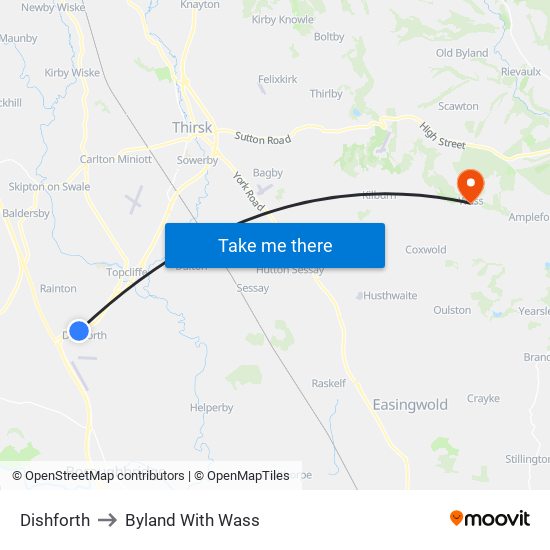 Dishforth to Byland With Wass map