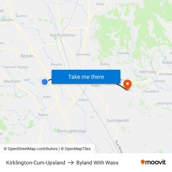 Kirklington-Cum-Upsland to Byland With Wass map
