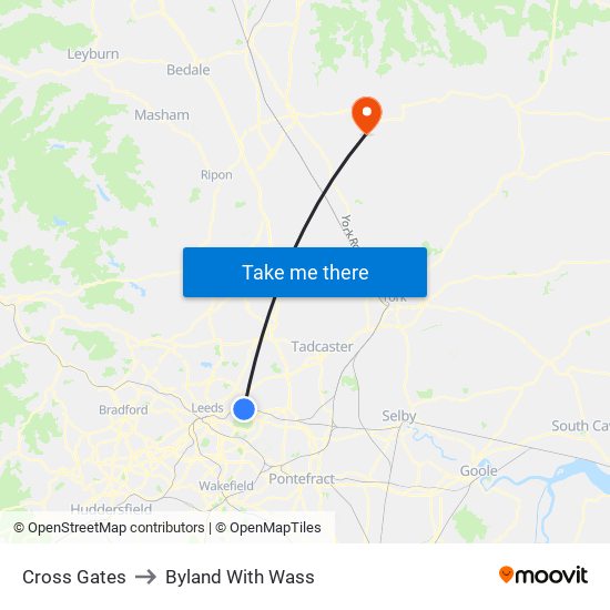 Cross Gates to Byland With Wass map