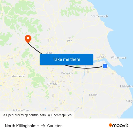 North Killingholme to Carleton map
