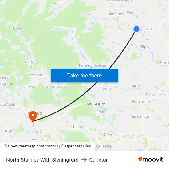 North Stainley With Sleningford to Carleton map