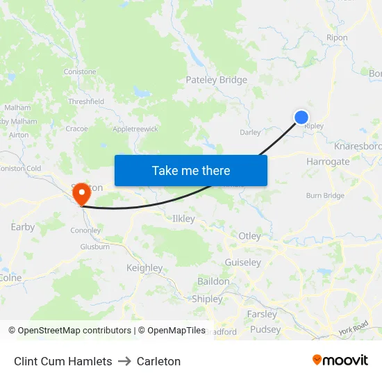 Clint Cum Hamlets to Carleton map