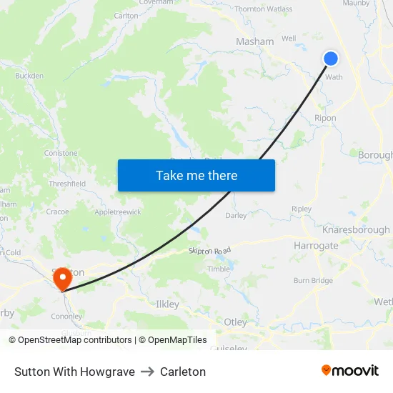 Sutton With Howgrave to Carleton map