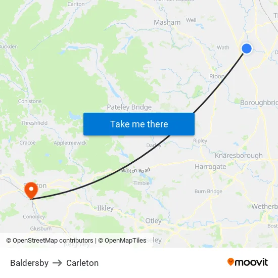 Baldersby to Carleton map