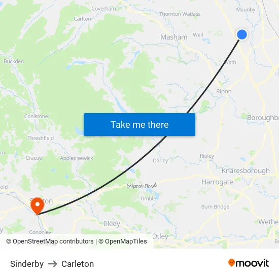 Sinderby to Carleton map