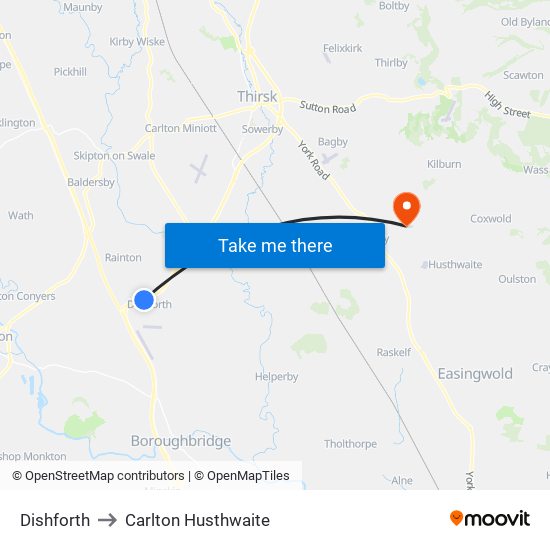 Dishforth to Carlton Husthwaite map