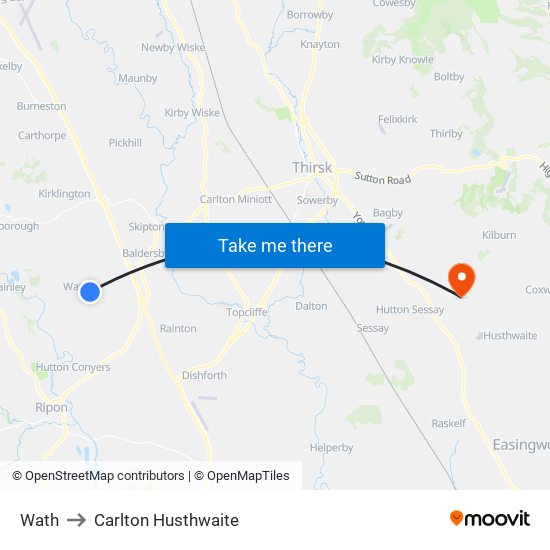 Wath to Carlton Husthwaite map