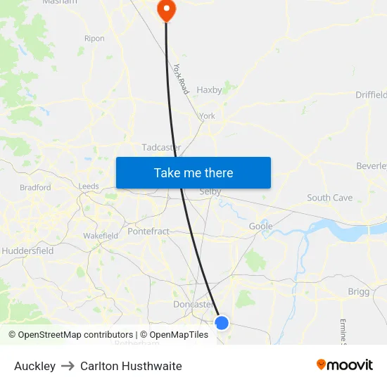 Auckley to Carlton Husthwaite map