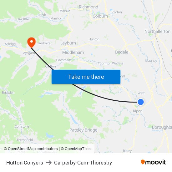 Hutton Conyers to Carperby-Cum-Thoresby map