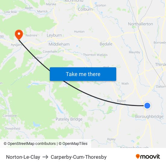 Norton-Le-Clay to Carperby-Cum-Thoresby map