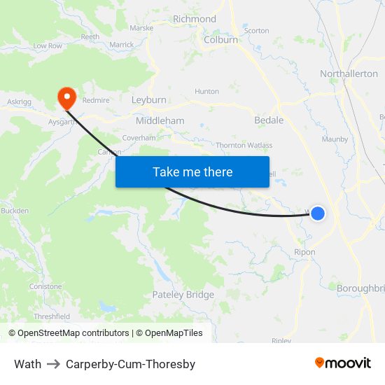 Wath to Carperby-Cum-Thoresby map
