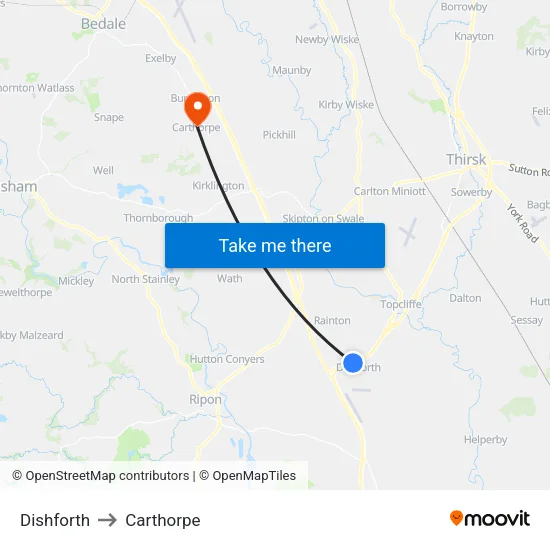 Dishforth to Carthorpe map