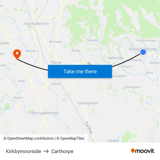 Kirkbymoorside to Carthorpe map