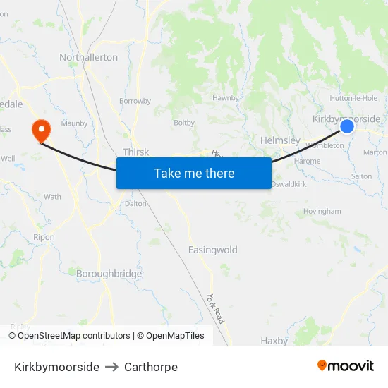 Kirkbymoorside to Carthorpe map