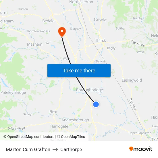 Marton Cum Grafton to Carthorpe map