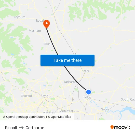 Riccall to Carthorpe map