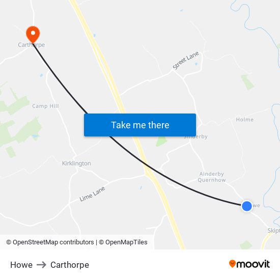 Howe to Carthorpe map