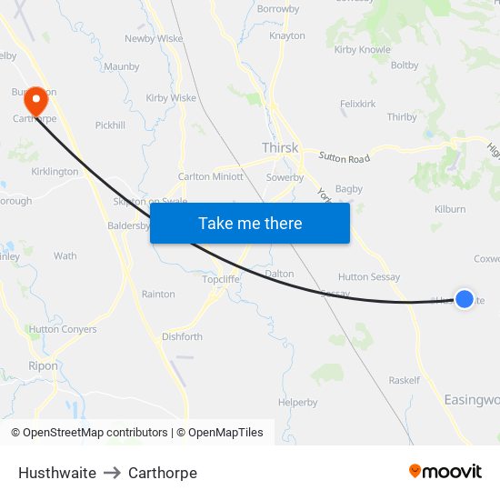 Husthwaite to Carthorpe map