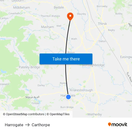 Harrogate to Carthorpe map