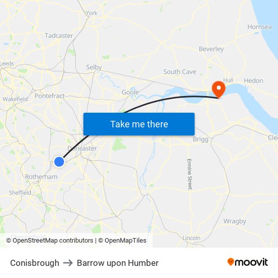 Conisbrough to Barrow upon Humber map