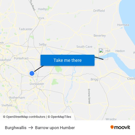 Burghwallis to Barrow upon Humber map