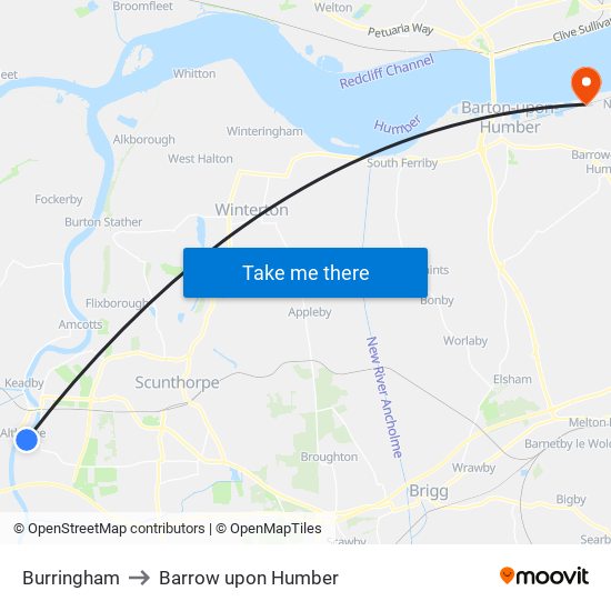 Burringham to Barrow upon Humber map