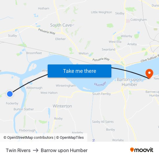 Twin Rivers to Barrow upon Humber map