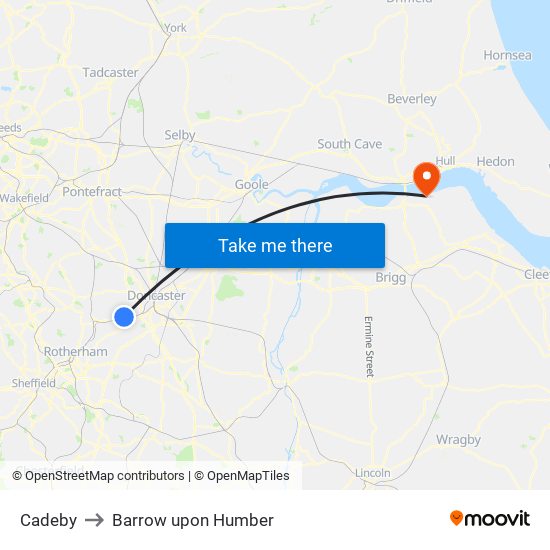 Cadeby to Barrow upon Humber map