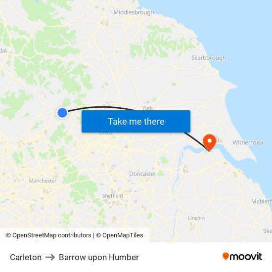 Carleton to Barrow upon Humber map