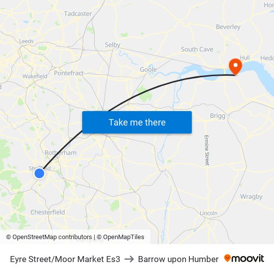 Eyre Street/Moor Market Es3 to Barrow upon Humber map