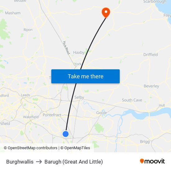 Burghwallis to Barugh (Great And Little) map