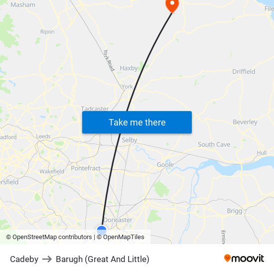 Cadeby to Barugh (Great And Little) map