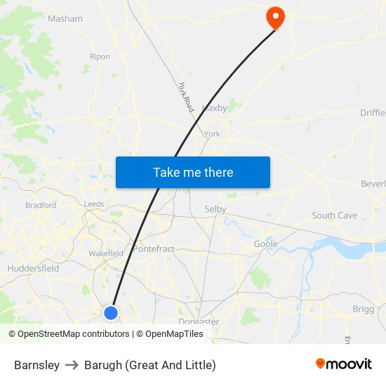 Barnsley to Barugh (Great And Little) map