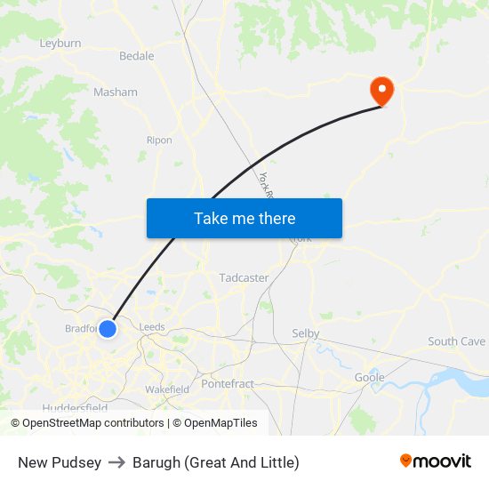 New Pudsey to Barugh (Great And Little) map