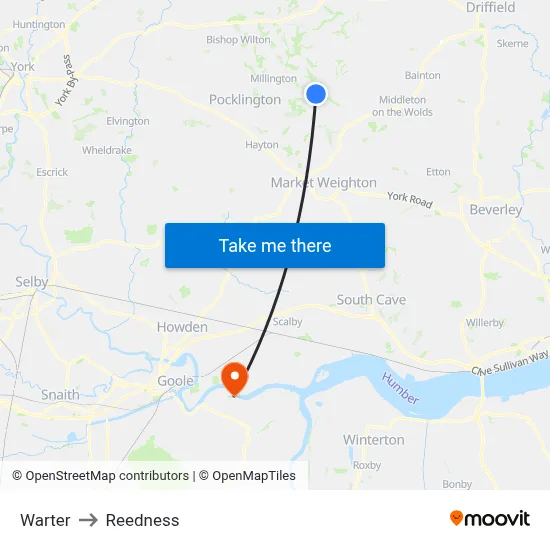 Warter to Reedness map