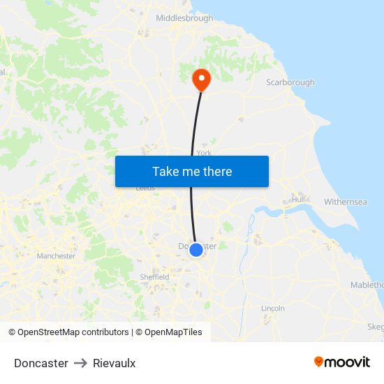 Doncaster to Rievaulx map