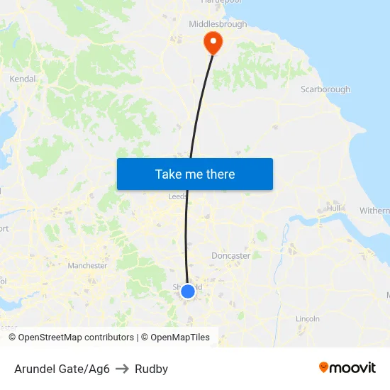 Arundel Gate/Ag6 to Rudby map