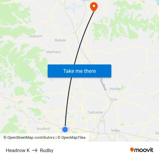 Headrow K to Rudby map