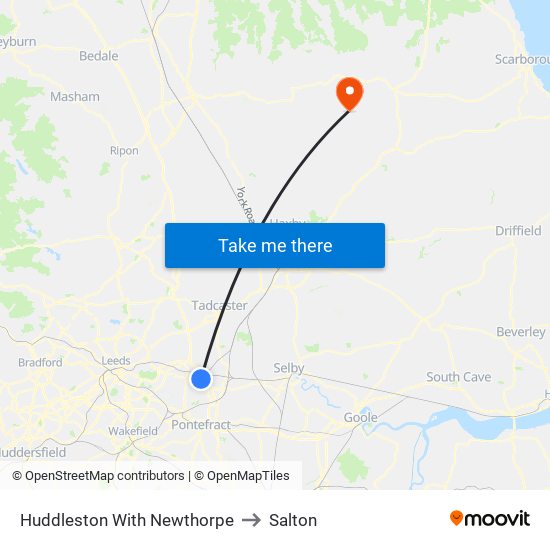 Huddleston With Newthorpe to Salton map