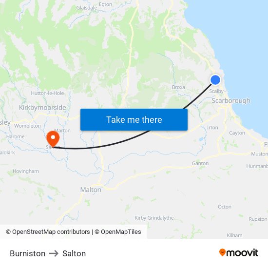 Burniston to Salton map