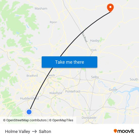 Holme Valley to Salton map