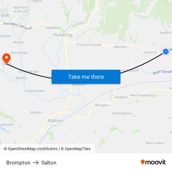 Brompton to Salton map